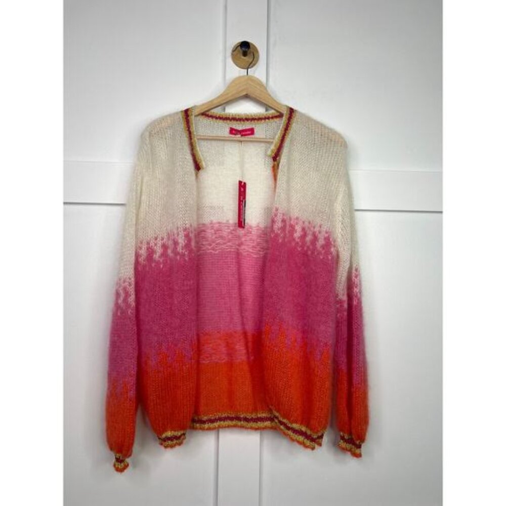 NWT Rose Carmine Oversized Ombré Mohair Blend Cardigan Pink White Size: OS - Picture 2 of 10